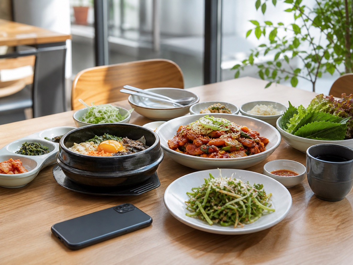 햇살이 들어오는 식당 테이블